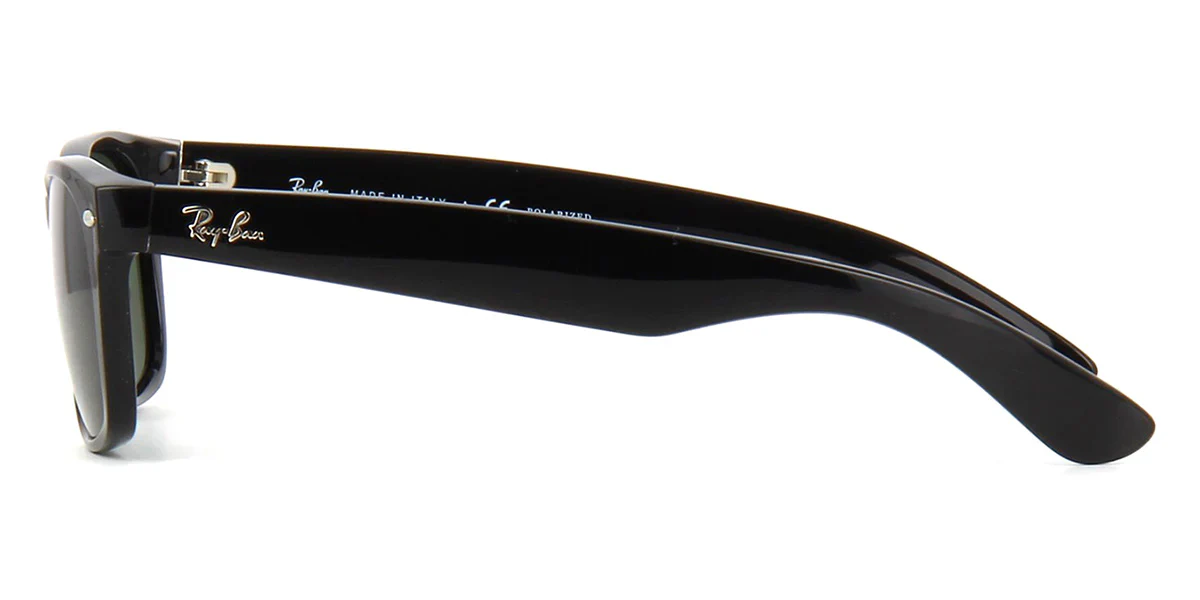RAY-BAN New Wayfarer Classic Sunglasses - Matte Black - Crystal Green Polarised Lens - Image 2