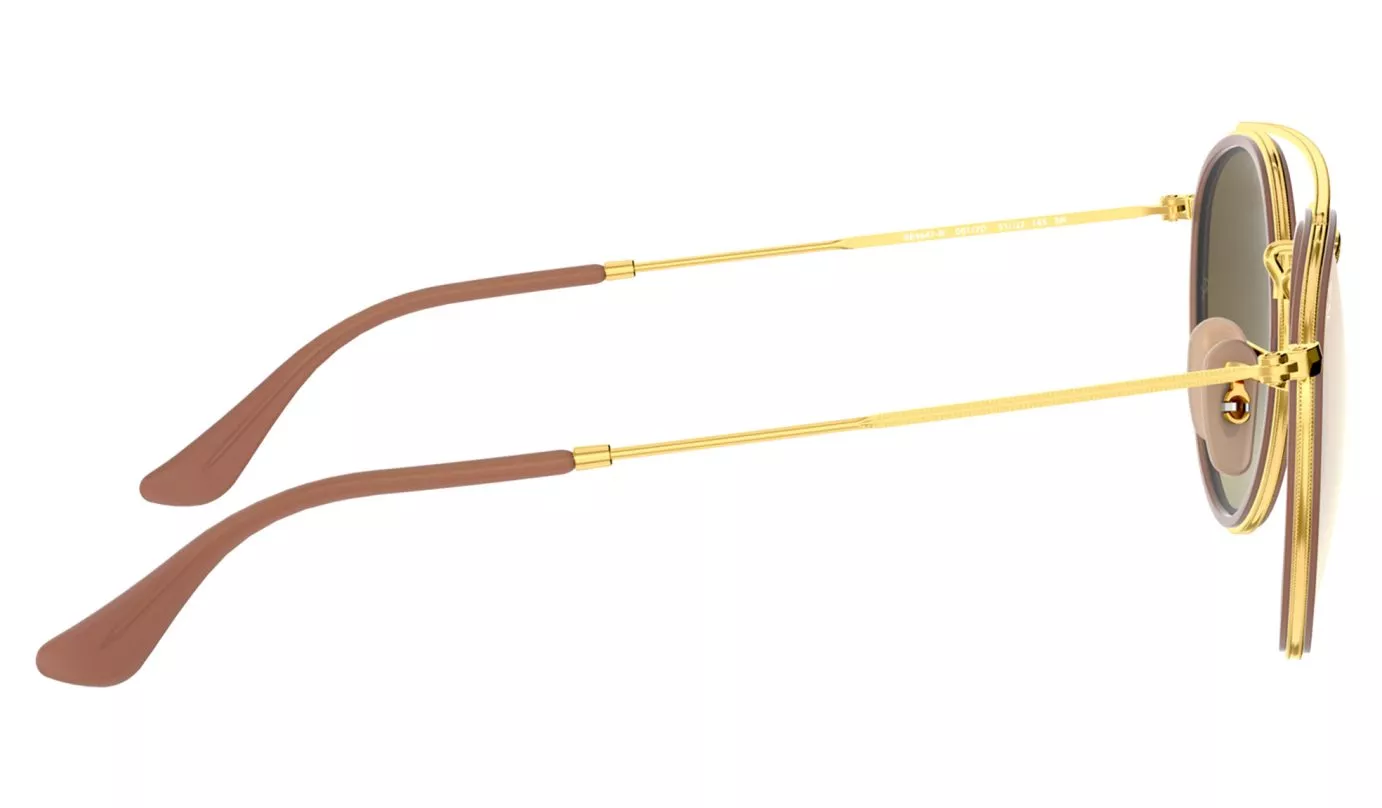 RAY-BAN Round Double Bridge Sunglasses - Polished Gold - Bronze Mirror Lens - Image 2