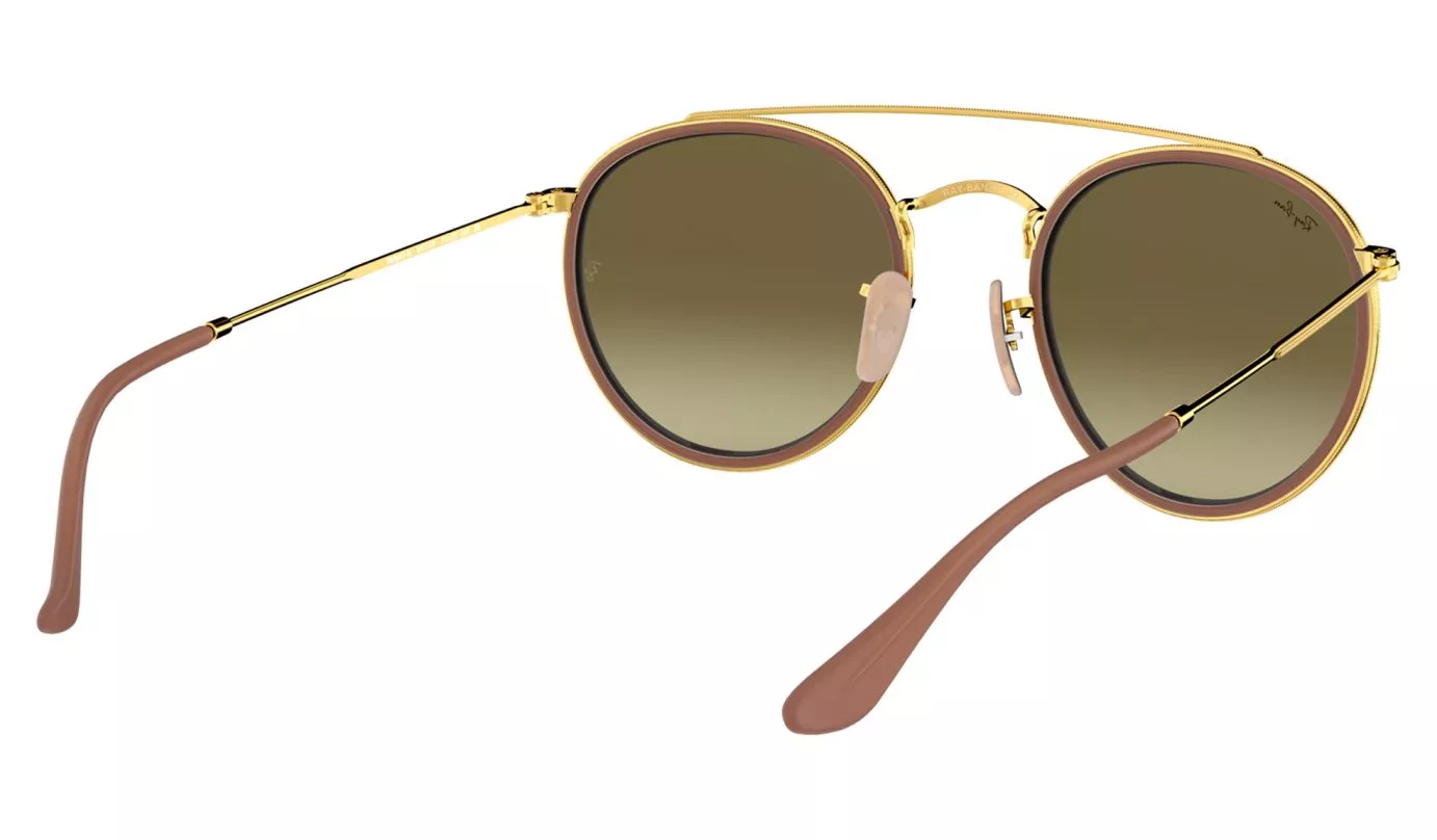 RAY-BAN Round Double Bridge Sunglasses - Polished Gold - Bronze Mirror Lens - Image 4