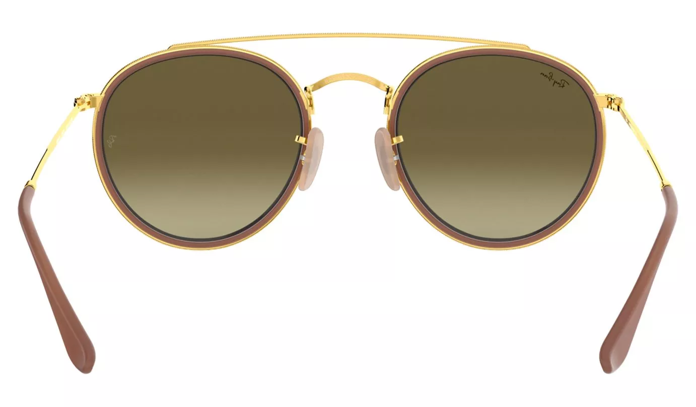 RAY-BAN Round Double Bridge Sunglasses - Polished Gold - Bronze Mirror Lens - Image 5