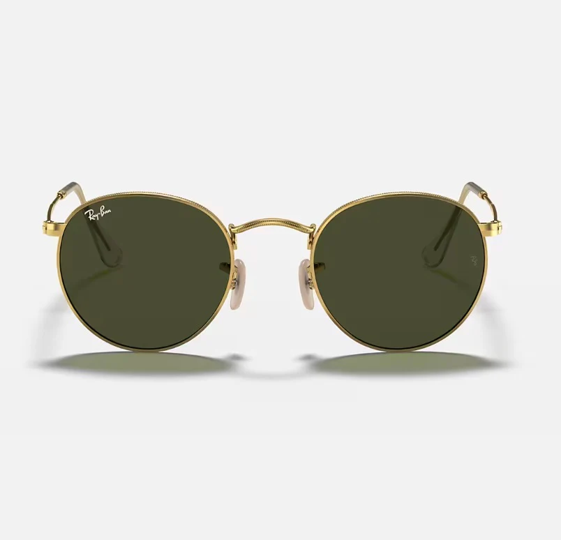 RAY-BAN Round Metal Sunglasses - Gold - Crystal Green Lens - Image 2