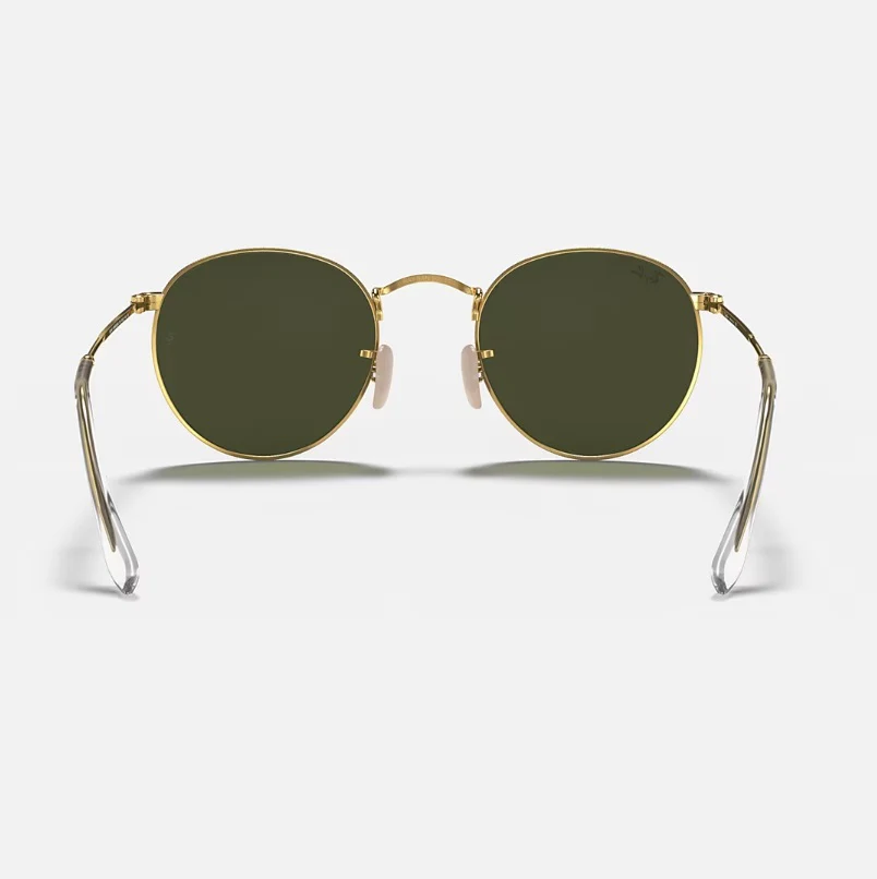 RAY-BAN Round Metal Sunglasses - Gold - Crystal Green Lens - Image 4