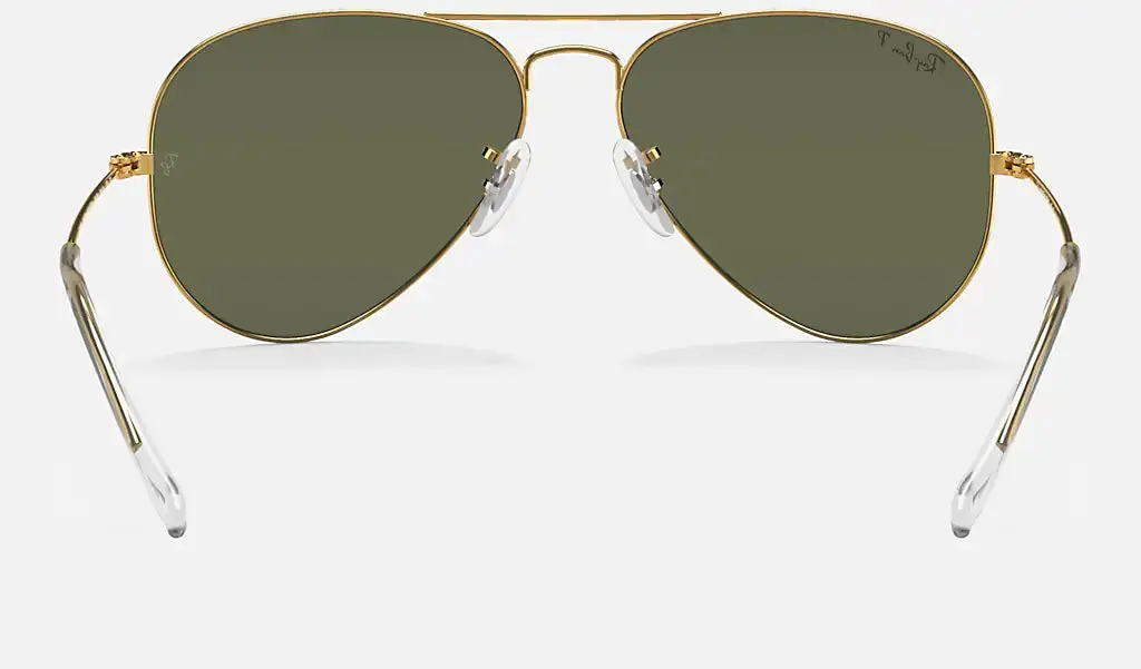RAY-BAN Aviator Classic Sunglasses - Gold - Crystal Green Polarized Lens - Image 4