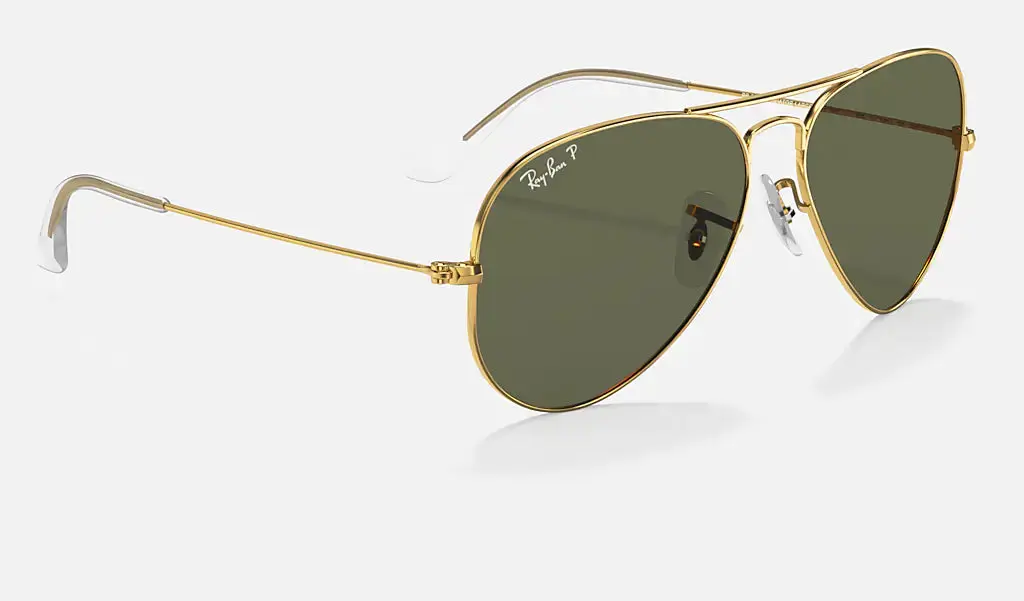 RAY-BAN Aviator Classic Sunglasses - Gold - Crystal Green Polarized Lens - Image 5