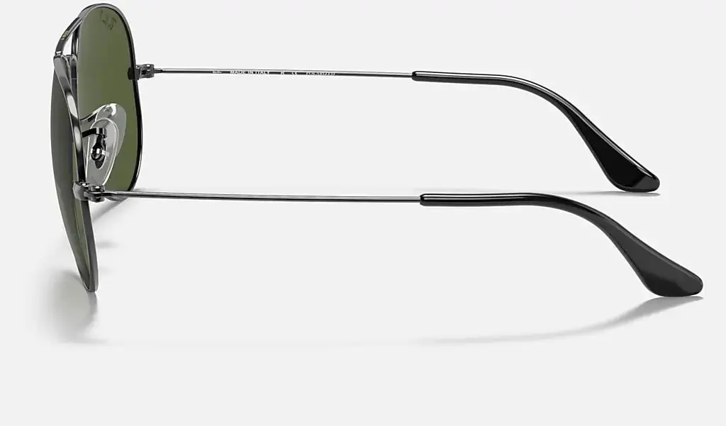 RAY-BAN Aviator Classic Sunglasses - Gunmetal - Crystal Green Polarized Lens - Image 2