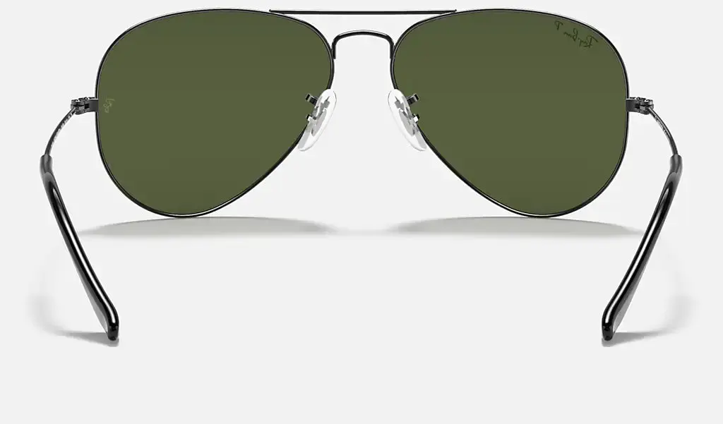 RAY-BAN Aviator Classic Sunglasses - Gunmetal - Crystal Green Polarized Lens - Image 4