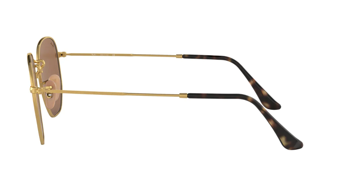 RAY-BAN Hexagonal Flat Lens Sunglasses - Gold - Copper Flash Lens - Image 2