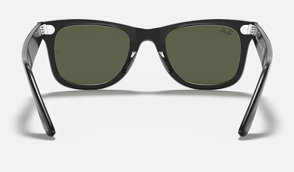 RAY-BAN Original Wayfarer Classic Sunglasses - Polished Black - Green G15 Lens - Image 4