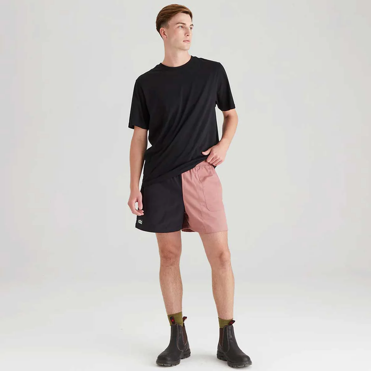 RIDGELINE Hose Down Shorts - Black / Dusky Pink - Image 5