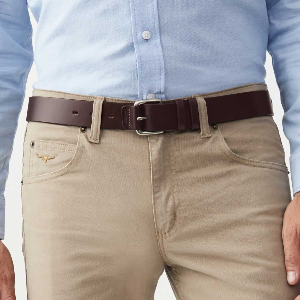 RM WILLIAMS Covered Buckle Belt - Men's CB096 Leather 1.5" - Chestnut - Image 2