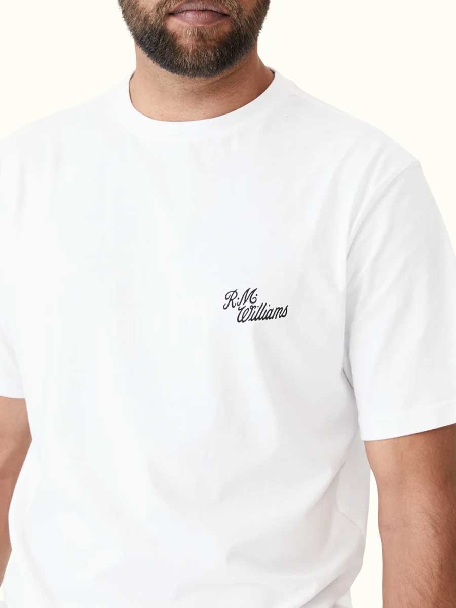 RM WILLIAMS Byron T-Shirt - Men's Crew Neck - White - Image 3