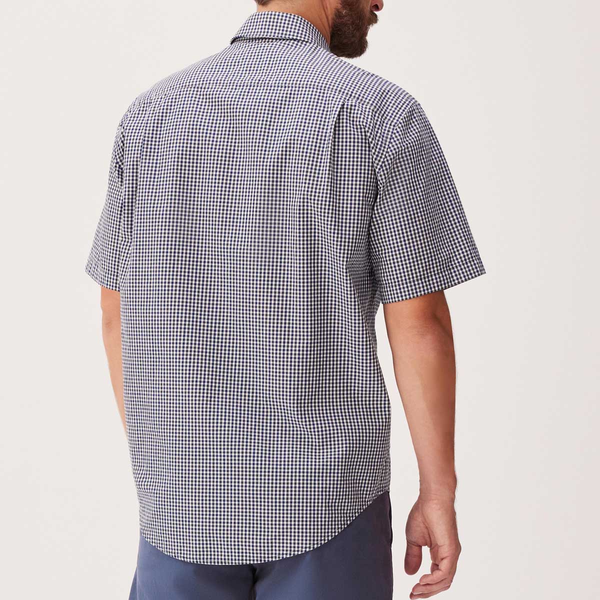 RM WILLIAMS Classic Poplin Check Short Sleeve Shirt - Men's - Navy & Charcoal - Image 2
