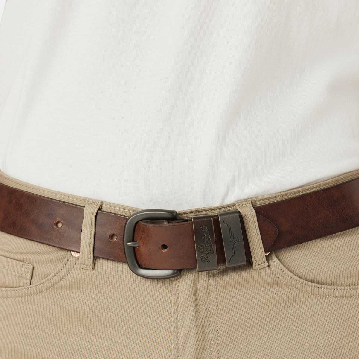 RM WILLIAMS Drover 1.5" Belt - Mens - Light Chocolate - Image 2