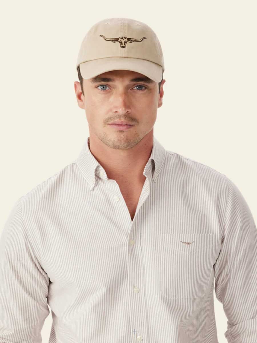 RM WILLIAMS Longhorn Twill Cap - Steers Head Logo - Ecru - Image 2