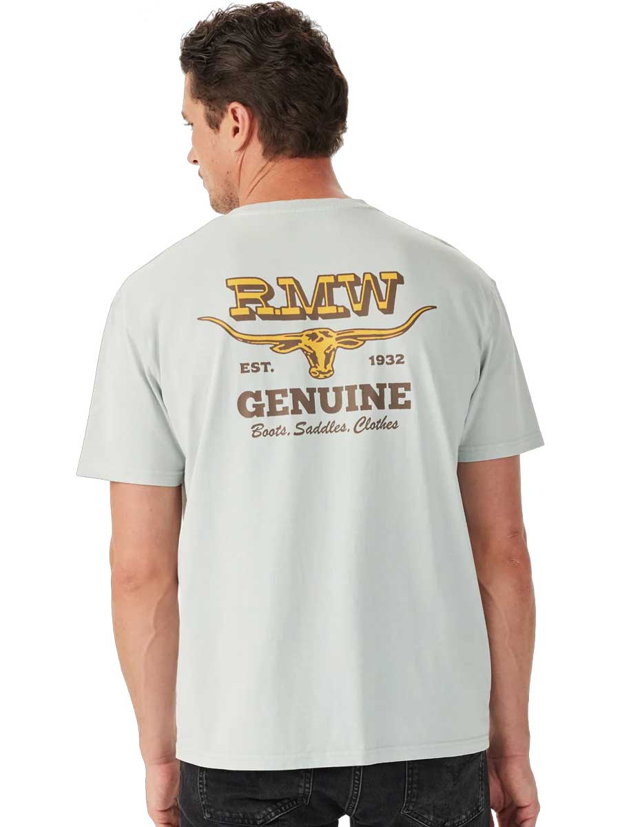 RM WILLIAMS Louth T-Shirt - Men's Crew Neck - Salt - Image 2