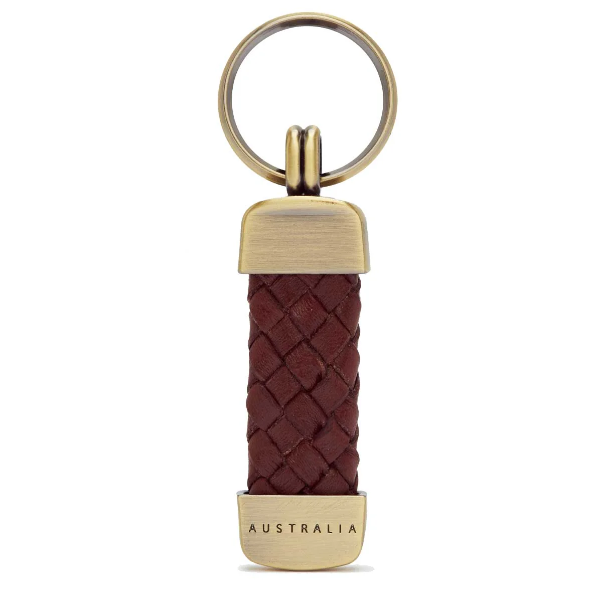 RM WILLIAMS Plaited Key Ring - Brown & Brass - Image 4