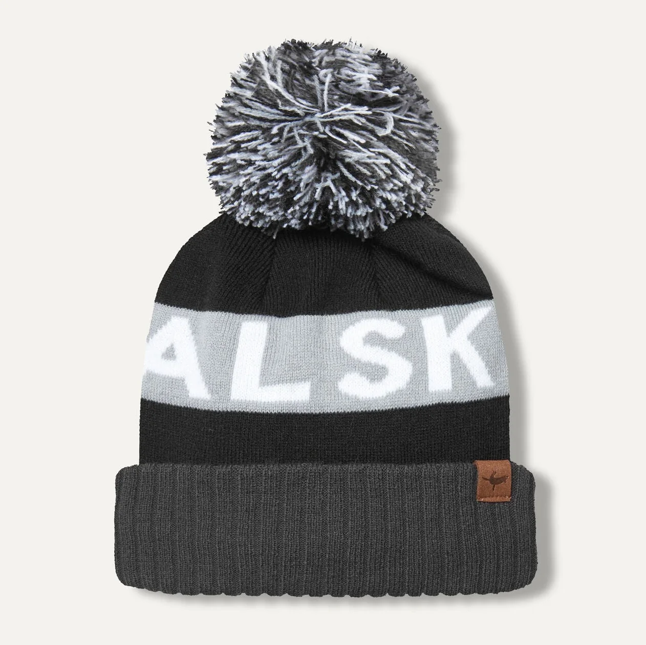 SEALSKINZ Foulden Water Repellent Cold Weather Bobble Hat – Black / Grey / White
