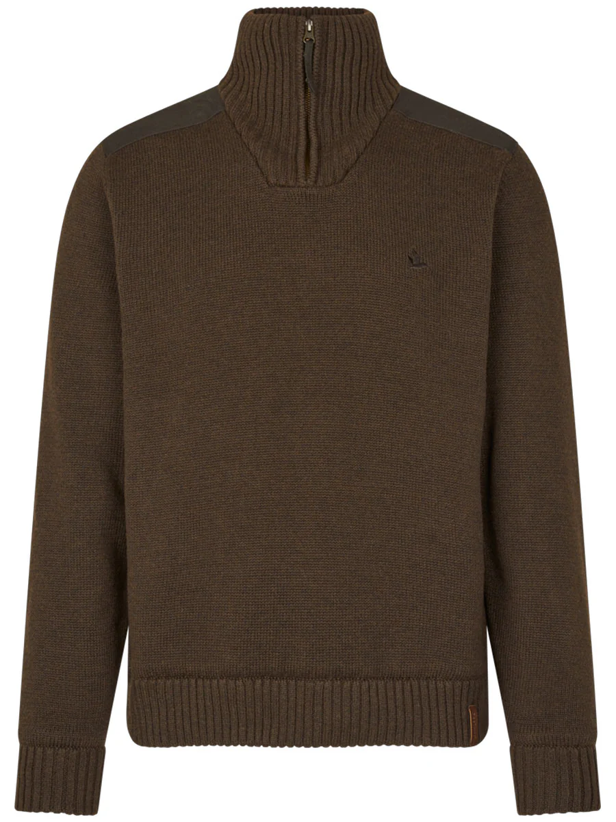 SEELAND Haze 1/4 Zip Windbreaker Knit - Mens - Dark Brown