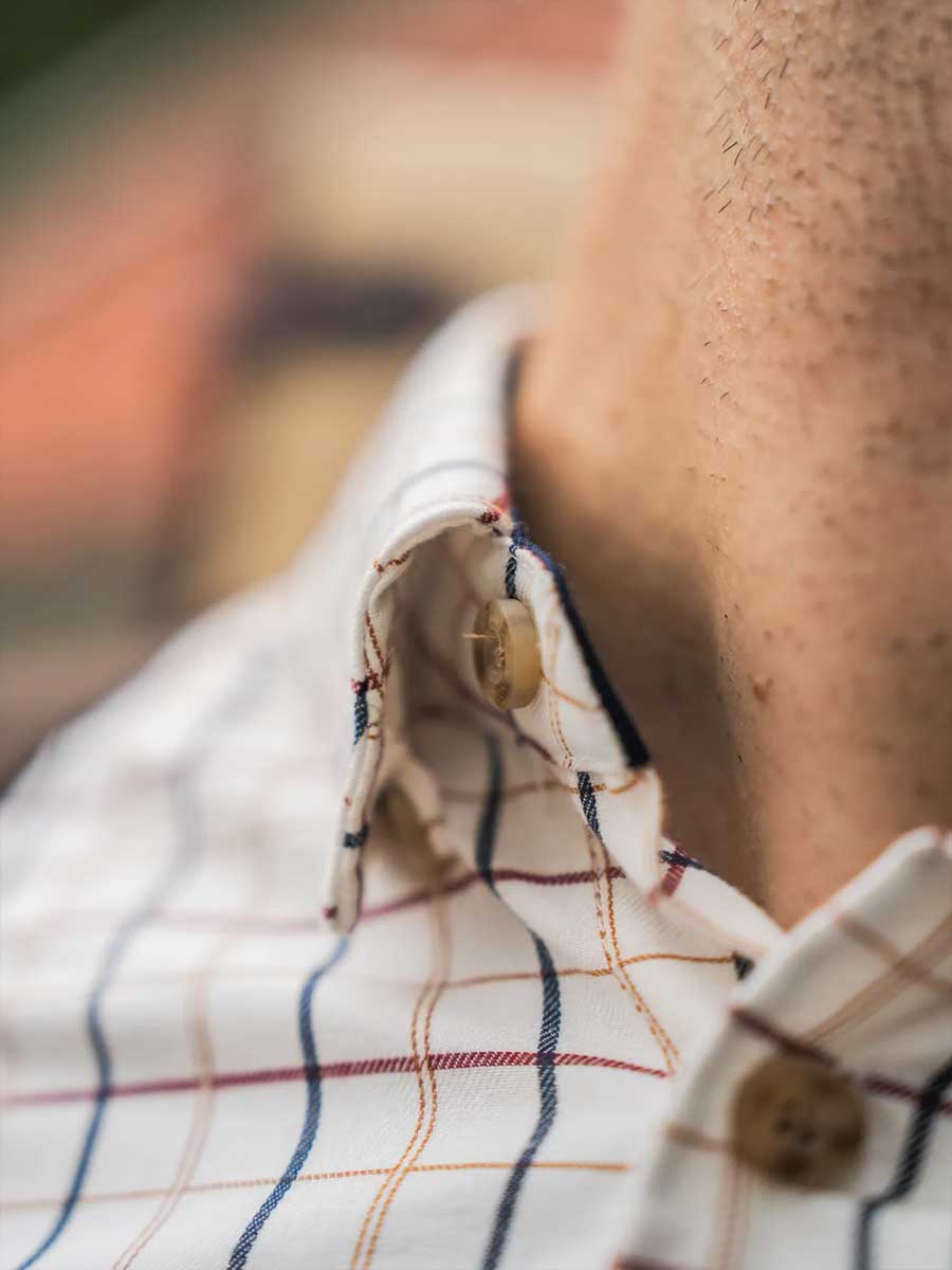 SEELAND Oxford Shooting Shirt - Mens - Classic Blue / Merlot Check - Image 5