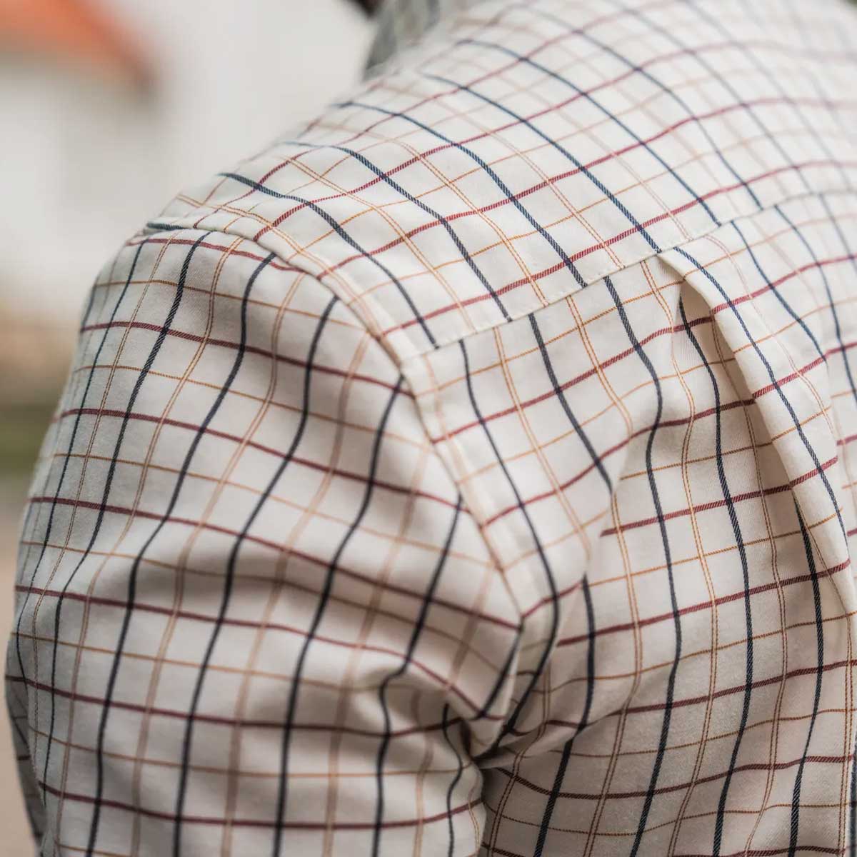 SEELAND Oxford Shooting Shirt - Mens - Classic Blue / Merlot Check - Image 8