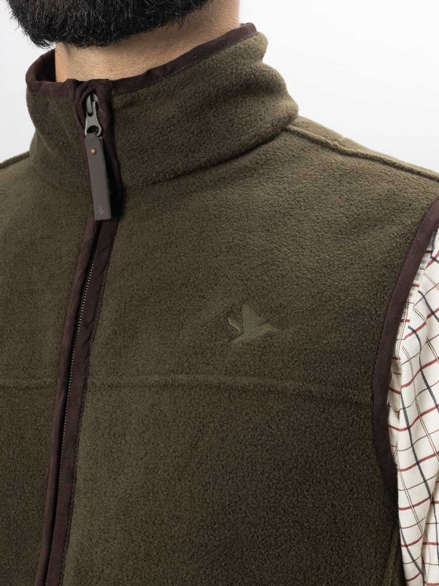 SEELAND Woodcock Earl Fleece Waistcoat - Mens - Pine Green Melange - Image 3