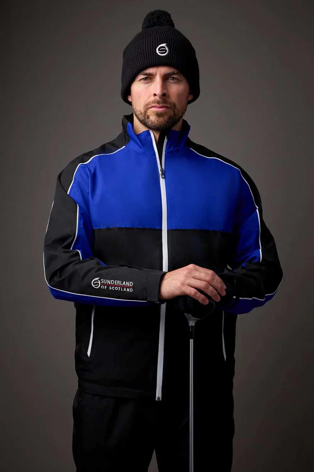 SUNDERLAND Matterhorn Men's Chest and Sleeve Panel Waterproof Golf Jacket - Men's - Mulberry / Navy / Silver - Image 5