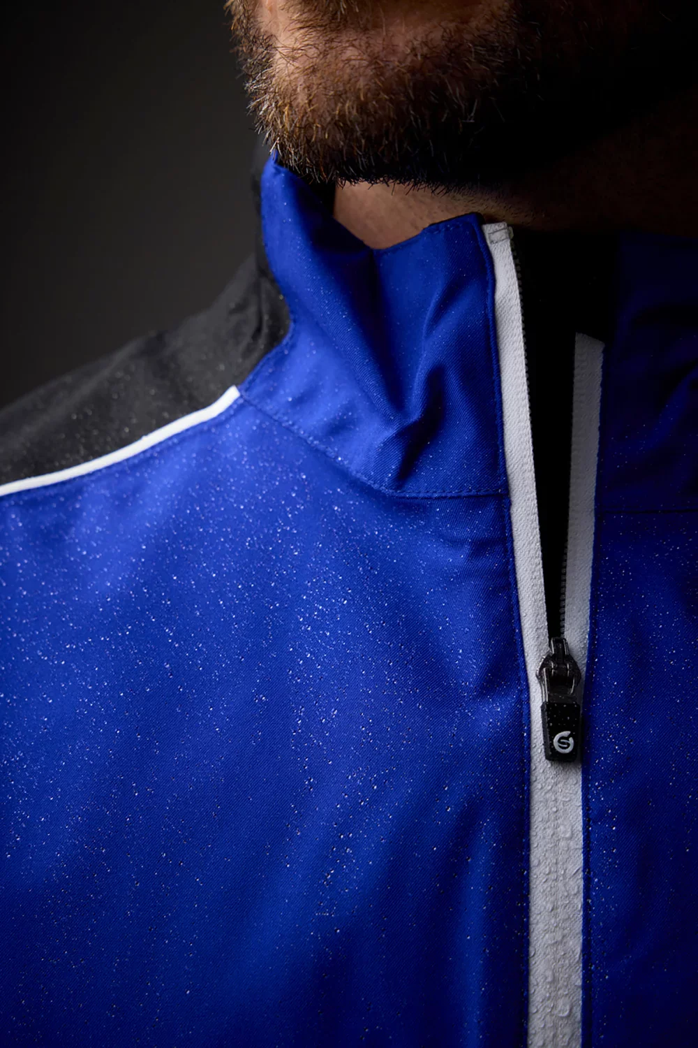 SUNDERLAND Matterhorn Men's Chest and Sleeve Panel Waterproof Golf Jacket - Men's - Mulberry / Navy / Silver - Image 6