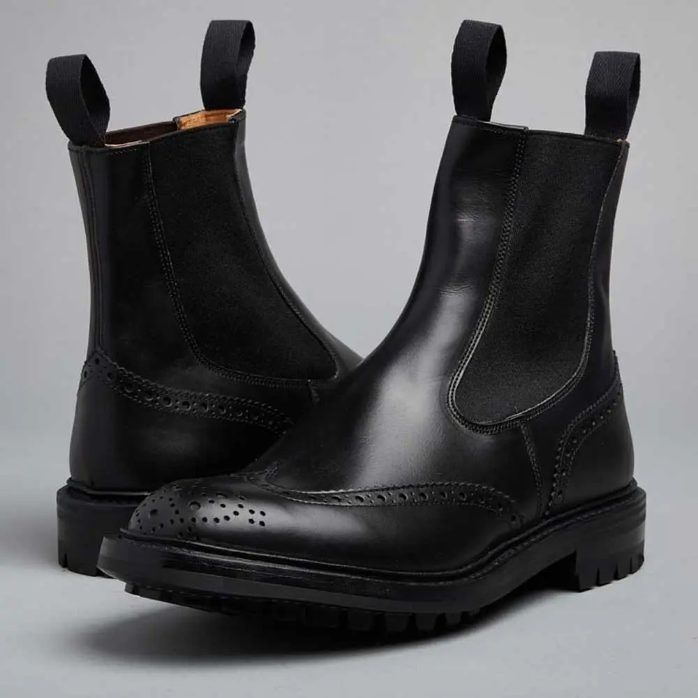 TRICKER'S Henry Boots - Mens Commando Sole - Black Calf - Image 3