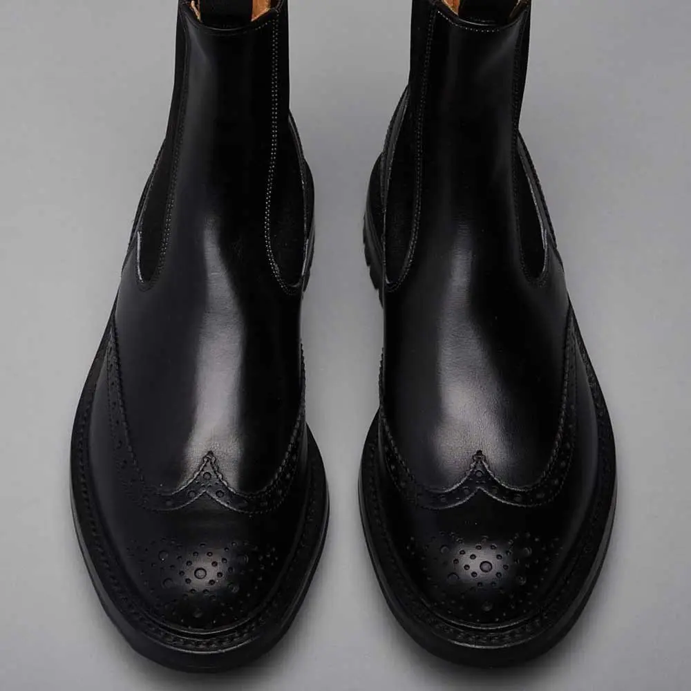 TRICKER'S Henry Boots - Mens Commando Sole - Black Calf - Image 4