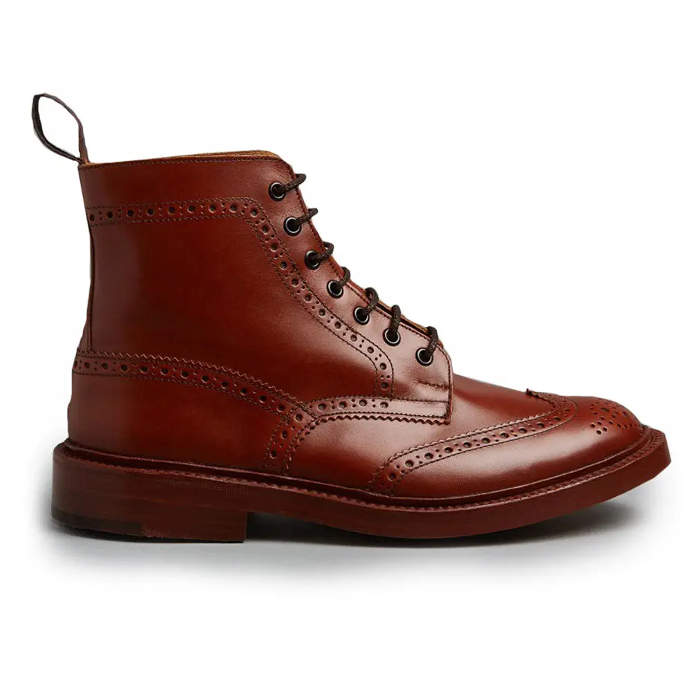 TRICKER'S Stow Country Boots - Mens Dainite or Leather Sole - Marron Antique
