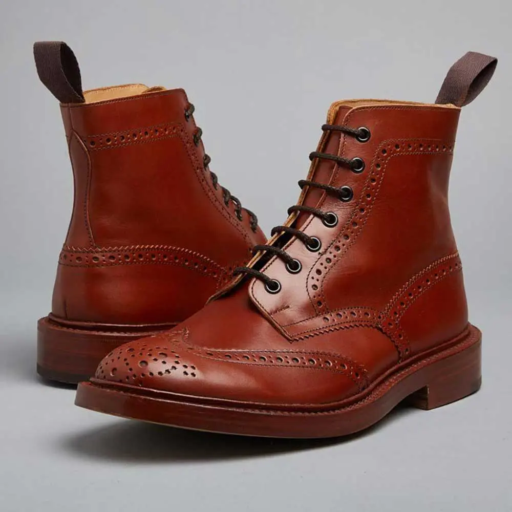 TRICKER'S Stow Country Boots - Mens Dainite or Leather Sole - Marron Antique - Image 4