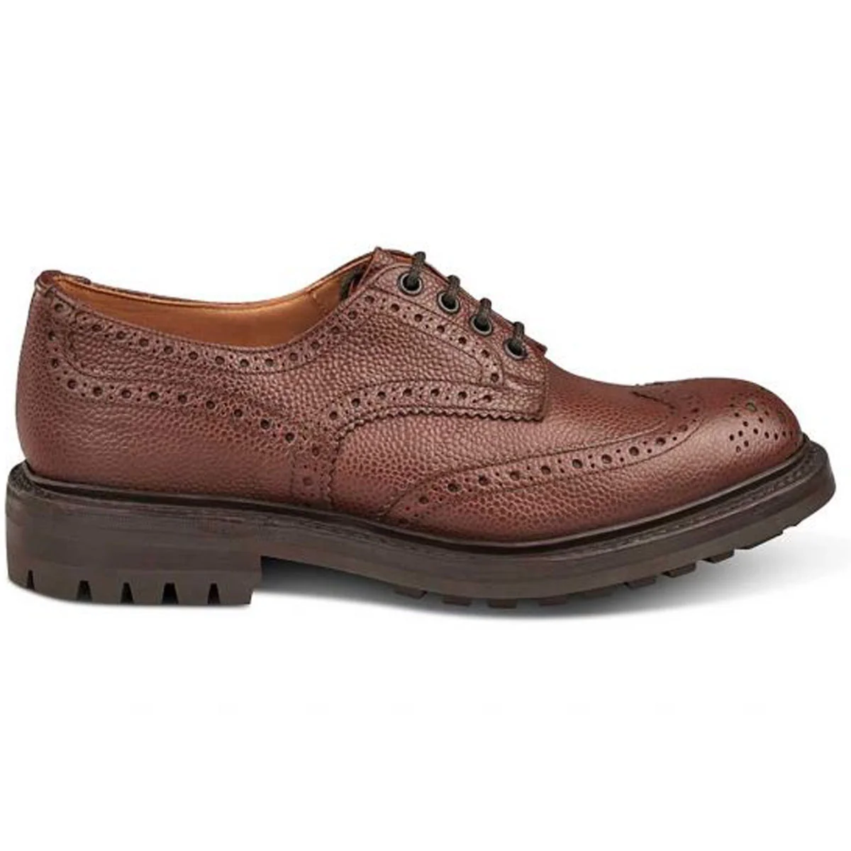 TRICKER'S Ilkley Country Brogue Shoes - Mens Commando Sole - Brown Zug Grain
