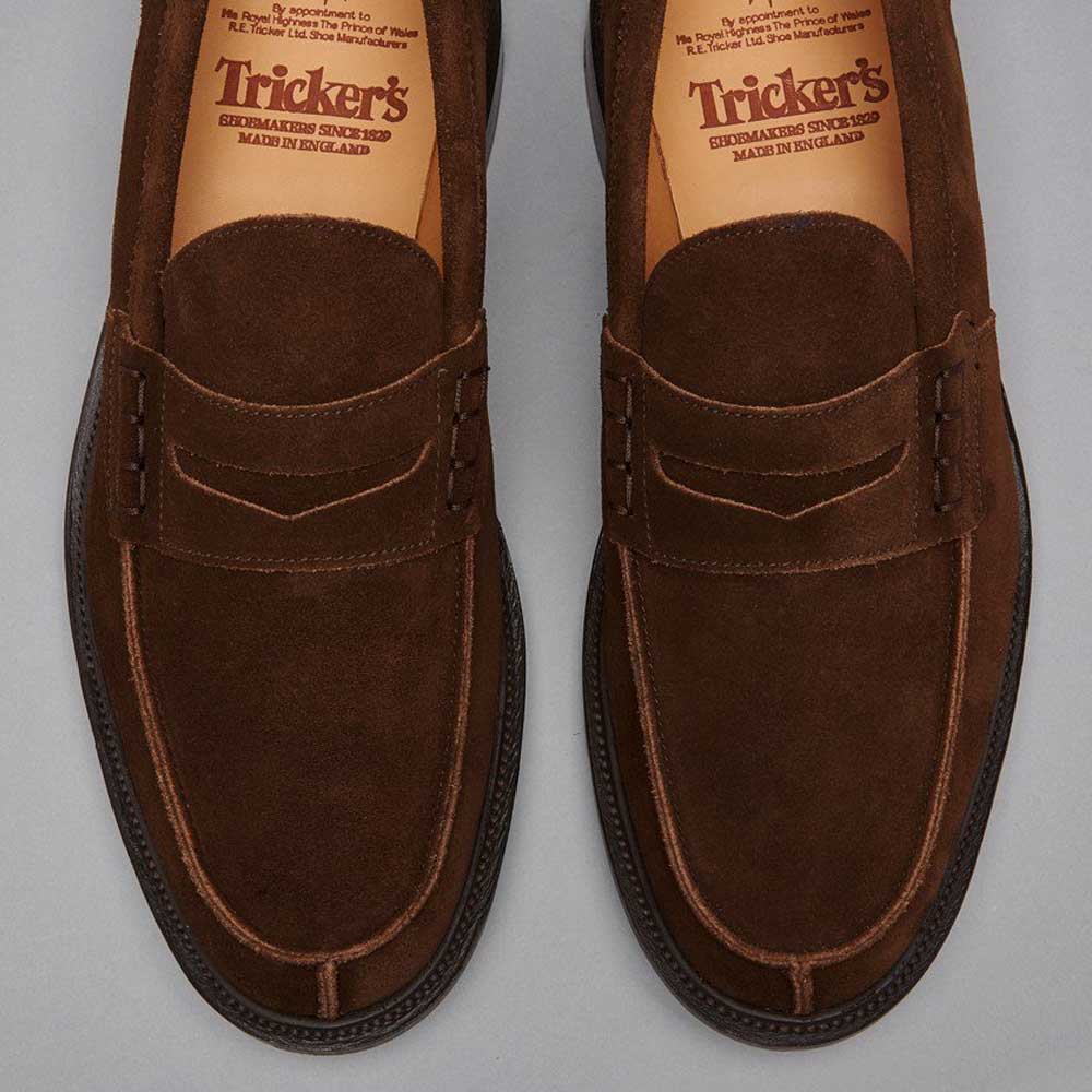 Tricker's James Penny Loafers - Mens Shoes - Chocolate Suede - Image 4