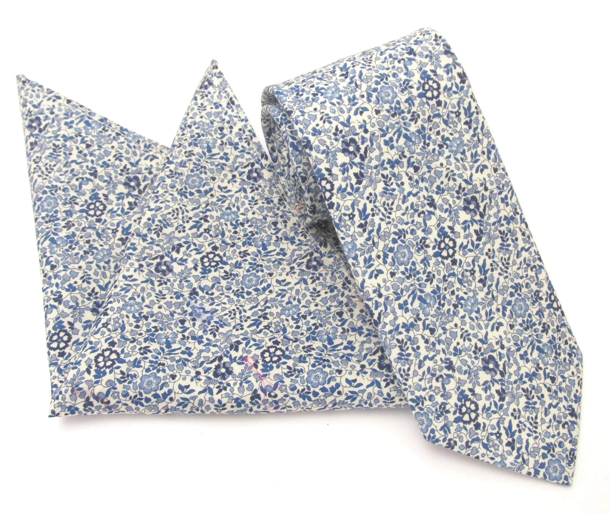 VAN BUCK Liberty Print Cotton Tie & Pocket Square - Katie & Millie Blue - Image 2