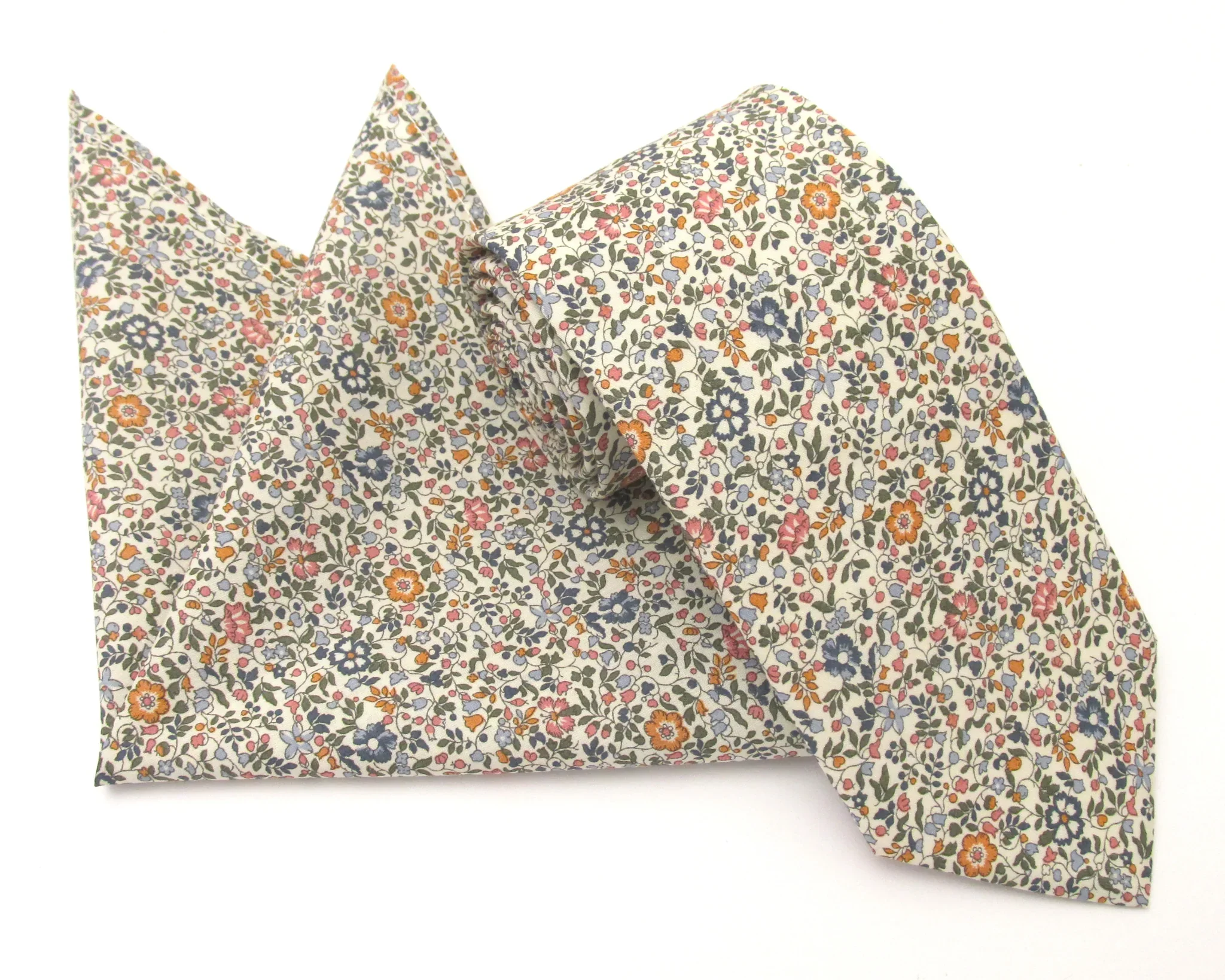 VAN BUCK Liberty Print Cotton Tie & Pocket Square - Katie & Millie Tan - Image 2