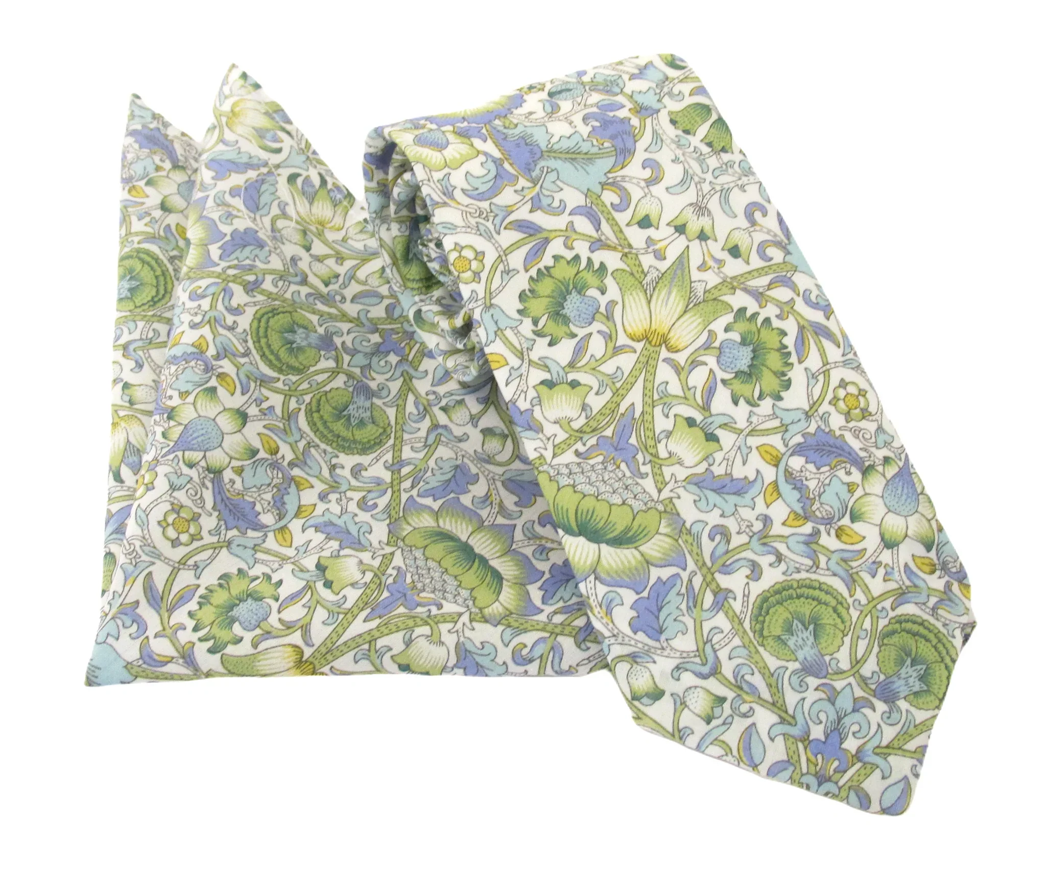 VAN BUCK Liberty Print Cotton Tie & Pocket Square - Lodden Olive - Image 2