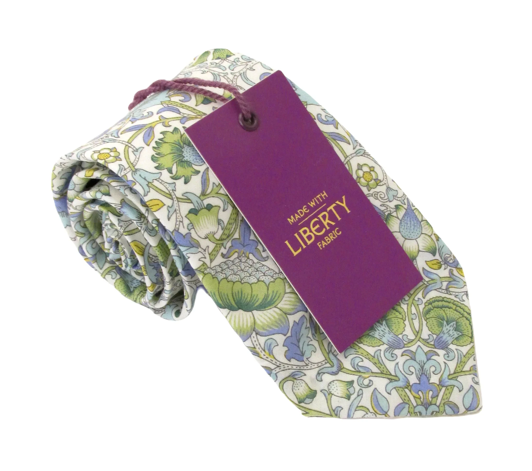 VAN BUCK Liberty Print Cotton Tie & Pocket Square - Lodden Olive - Image 4