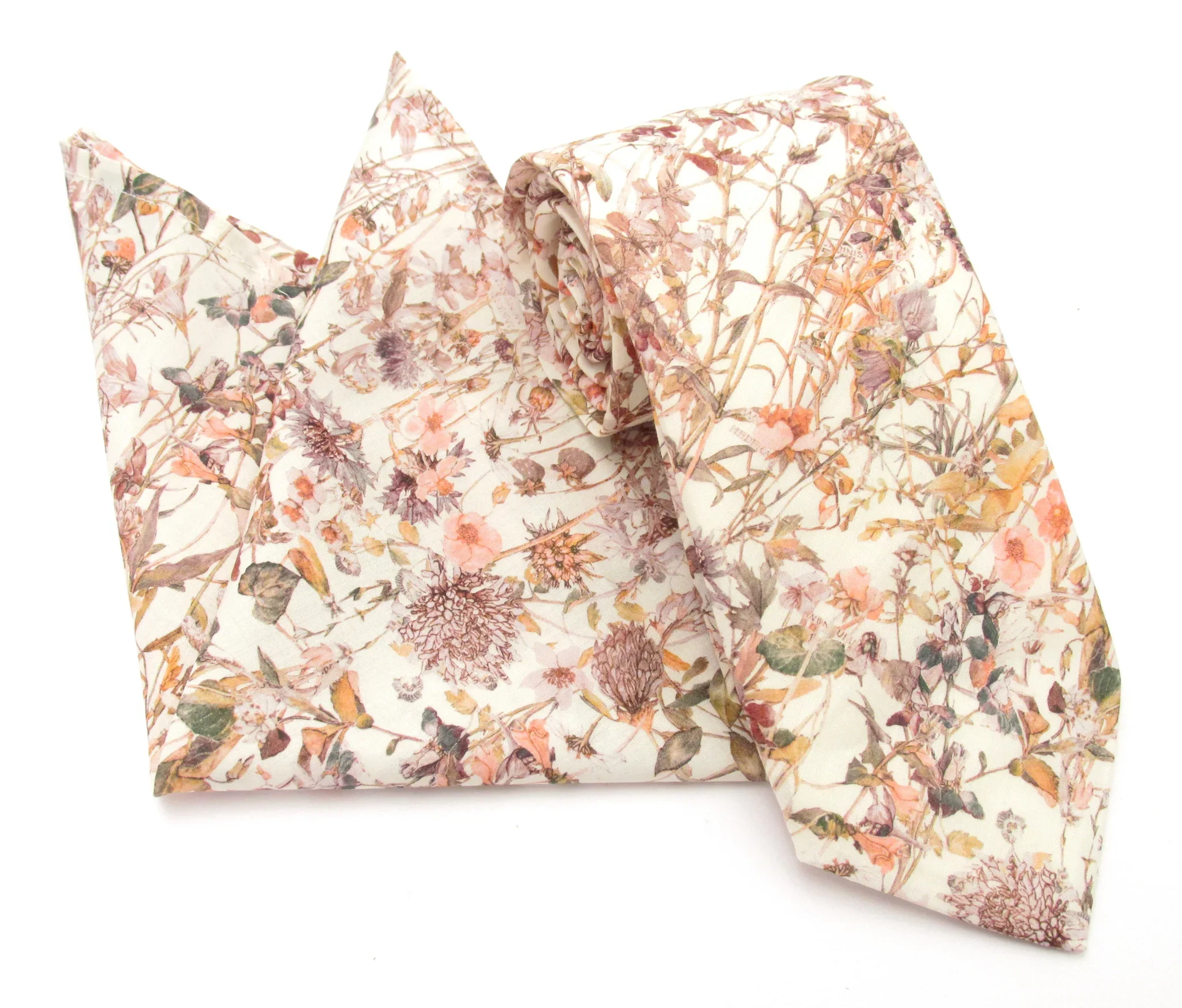 VAN BUCK Liberty Print Cotton Tie & Pocket Square - Wild Flowers Pink - Image 2