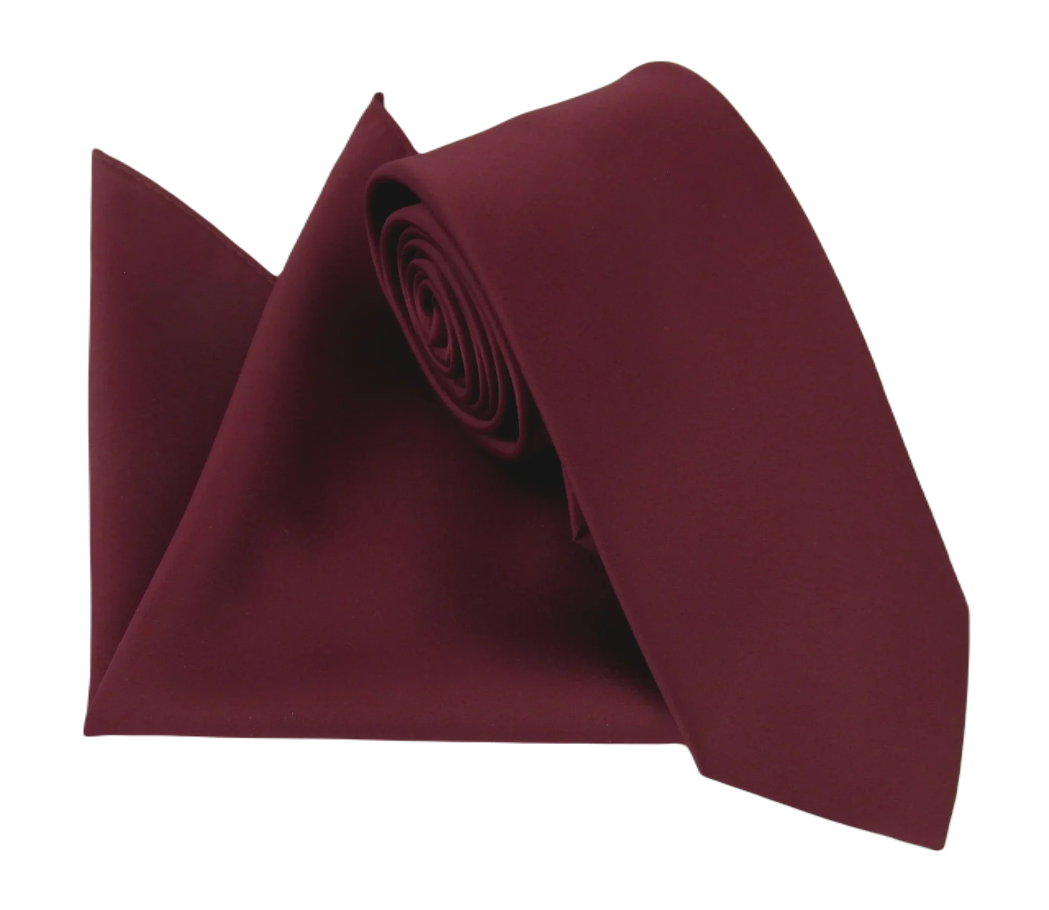 VAN BUCK Satin Wedding Tie & Pocket Square - Burgundy Wine - Image 2