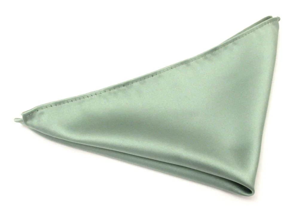 VAN BUCK Satin Wedding Tie & Pocket Square - Sage Green - Image 2