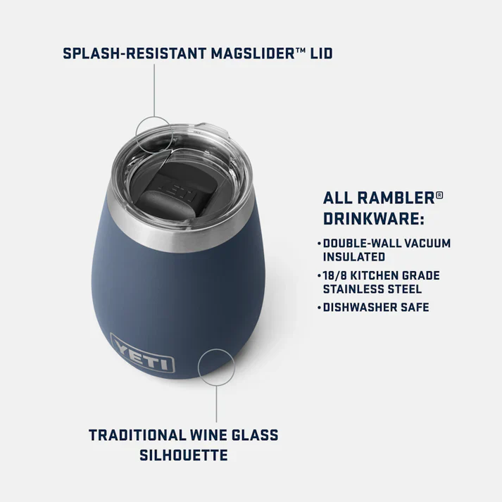 YETI Rambler 10 OZ (296ml) Wine Tumbler With Magslider Lid - Stainless Steel - Image 3