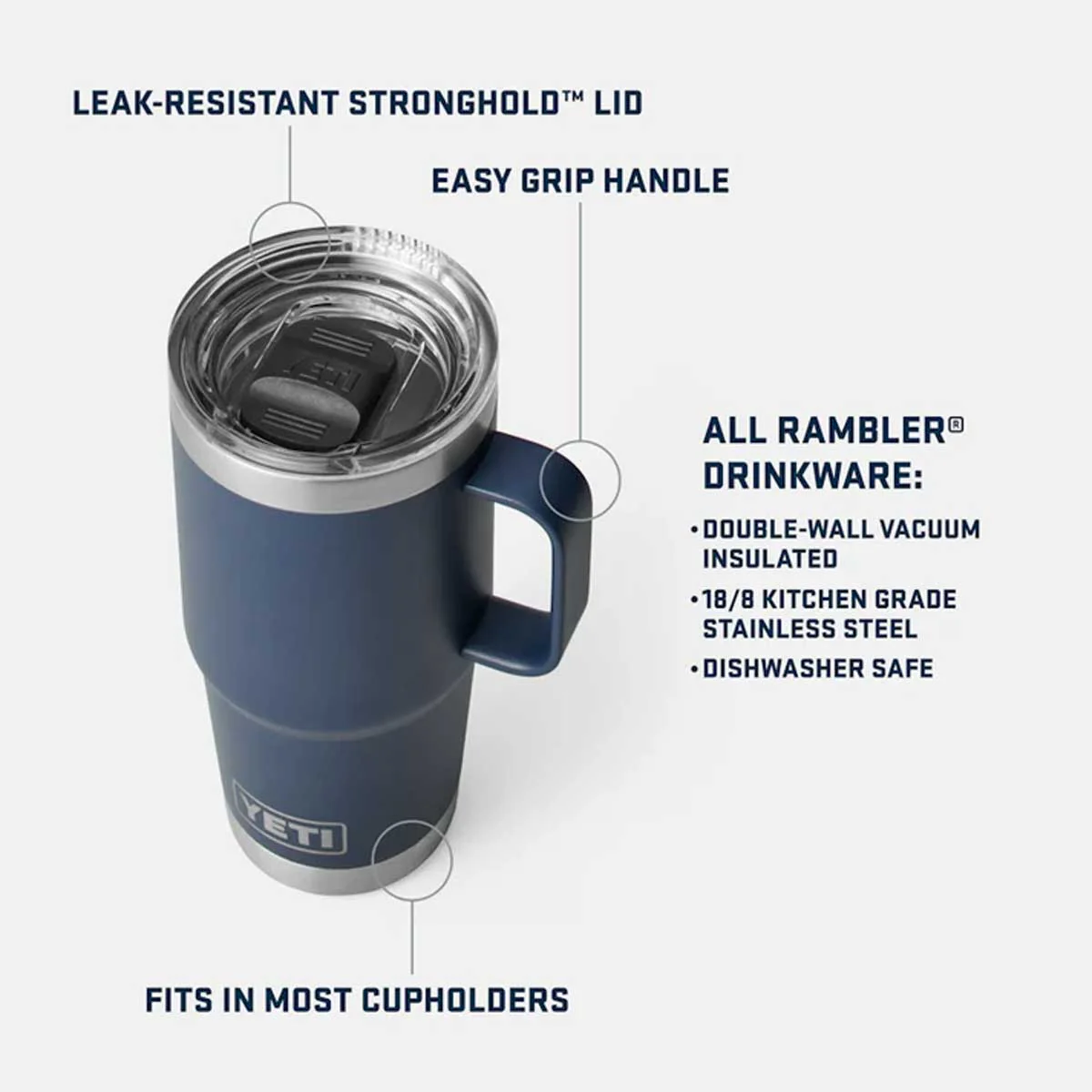 YETI Rambler 20 OZ (591ml) Travel Mug With Stronghold Lid - Charcoal - Image 4