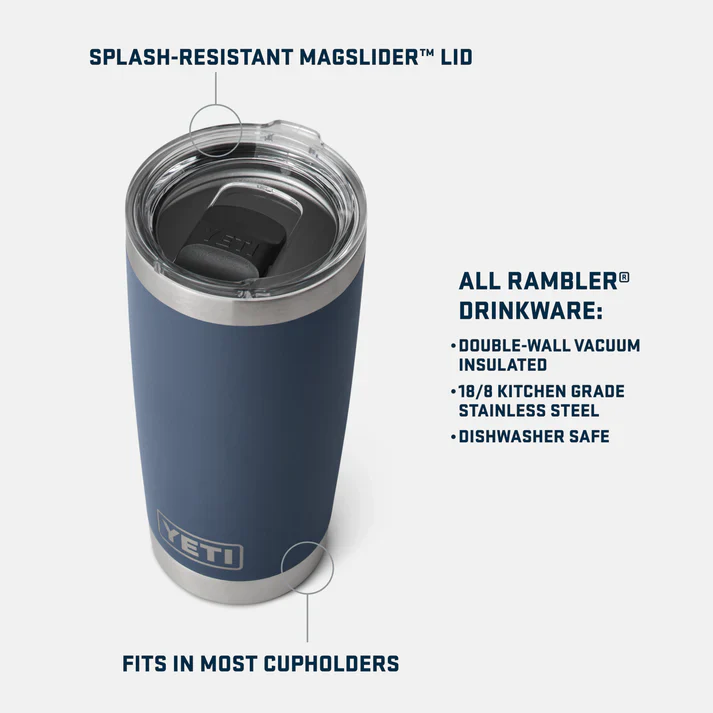 YETI Rambler 20 OZ (591ml) Tumbler With Magslider Lid - Royal Blue - Image 5