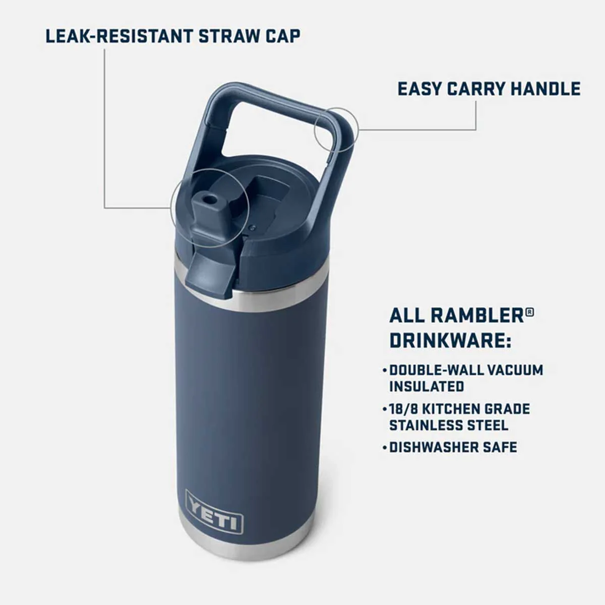 YETI Rambler 26 OZ (769ml) Bottle With Straw Cap - Royal Blue - Image 4