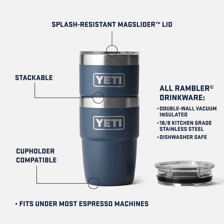 YETI Rambler 8 OZ (237ml) Stackable Cup With Magslider Lid - Stainless Steel - Image 2
