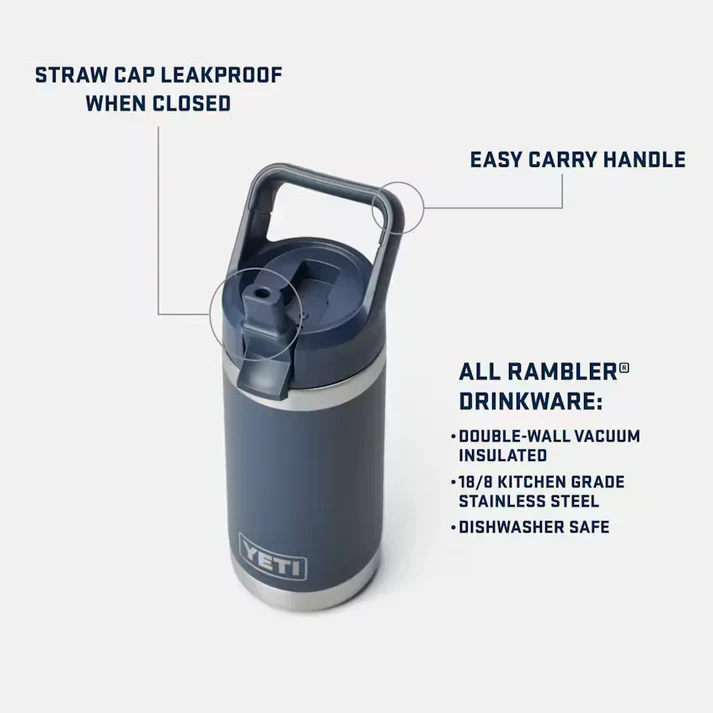 YETI Rambler JR 12 OZ (354ml) Kids Bottle With Straw Cap - Black Forest Green - Image 5